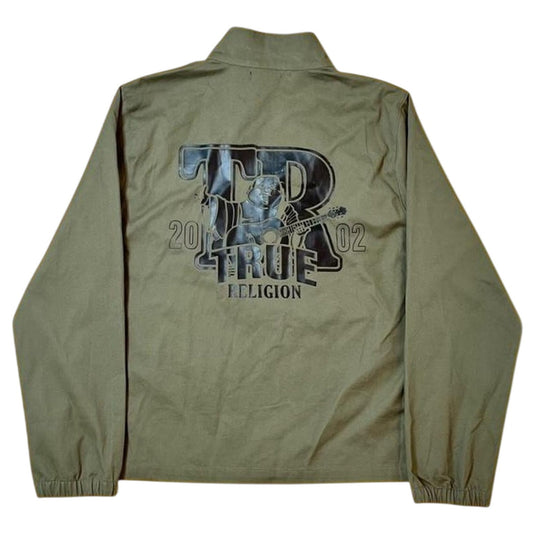 True Religion HS Twill Jacket in Kalamata Green – Men’s Size M – Graphic Back Utility Jacket (NWT)