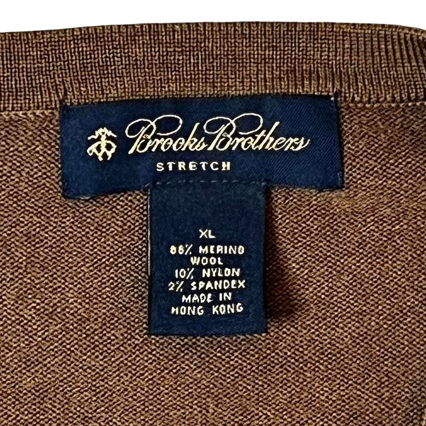 Brooks Brothers Merino Wool Stretch V-Neck Sweater – Brown – XL | Premium Classic Menswear
