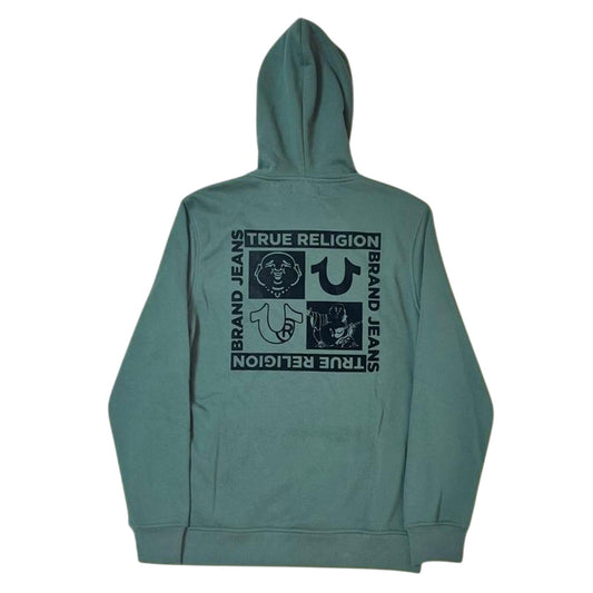 True Religion Multi Logo Flock Zip-Up Hoodie – Sycamore Green – Men’s Medium – NWT Premium Streetwear