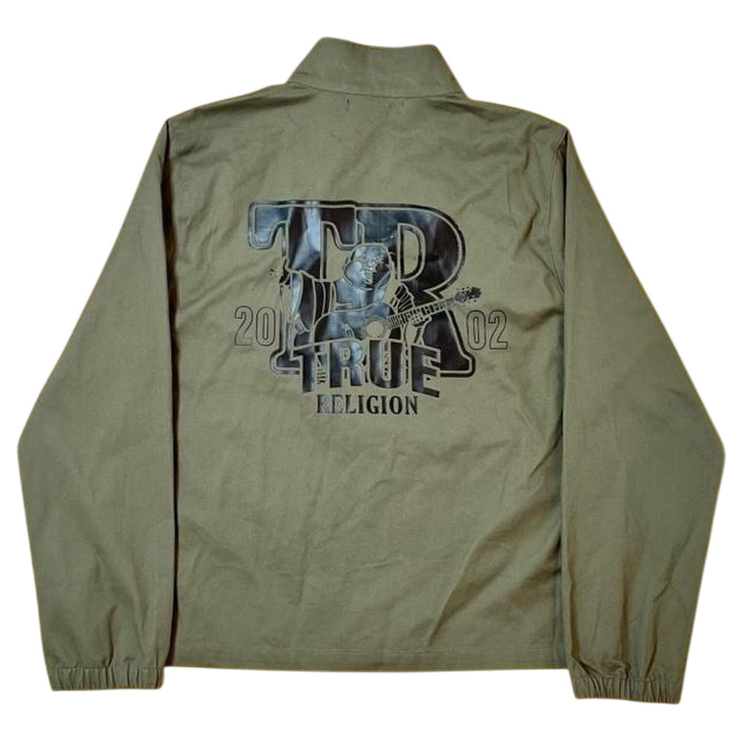 True Religion HS Twill Jacket in Kalamata Green – Men’s Size M – Graphic Back Utility Jacket (NWT)