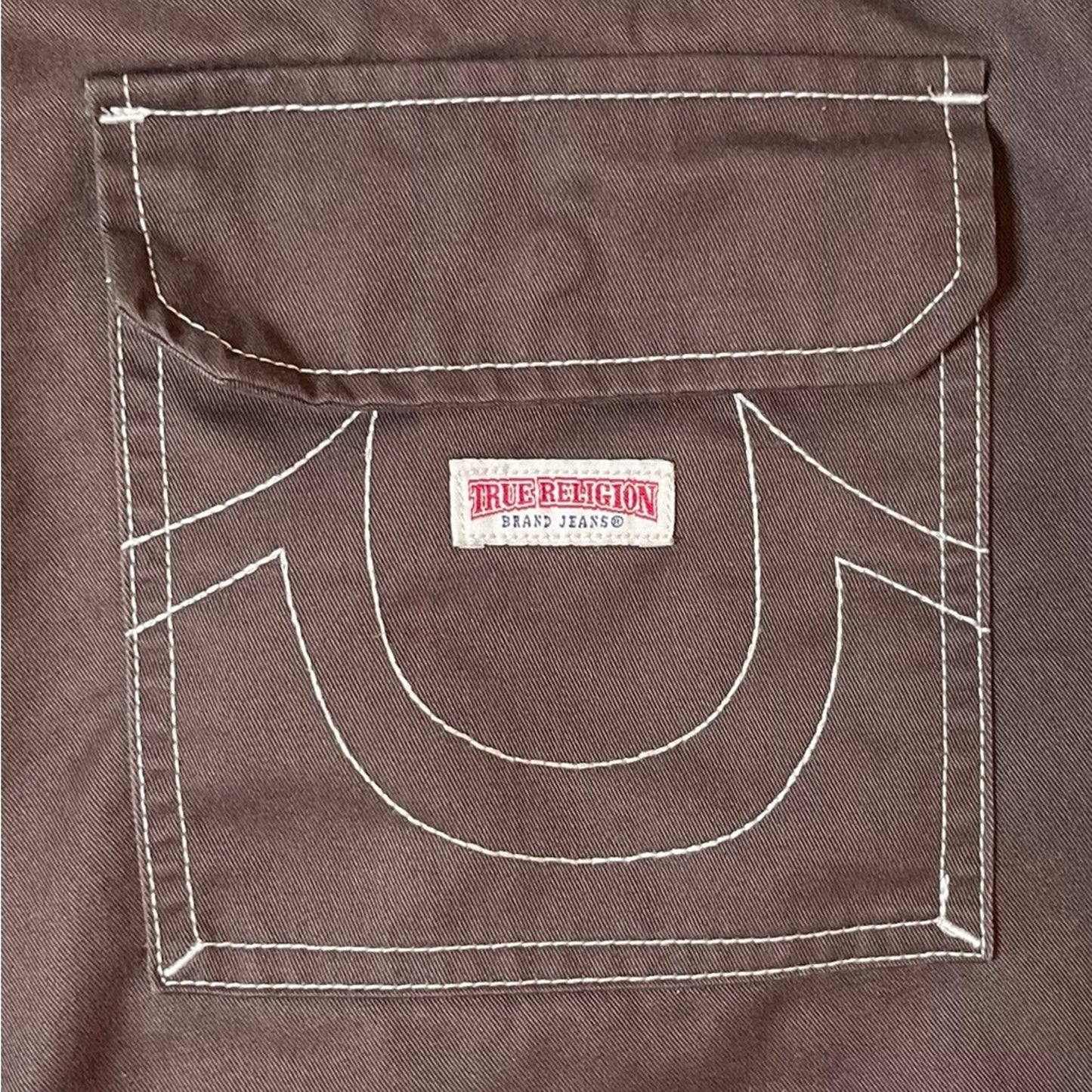 True Religion Brown Cargo Pants – Size 36 | Signature Big Stitch Utility Pants