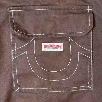 True Religion Brown Cargo Pants – Size 36 | Signature Big Stitch Utility Pants