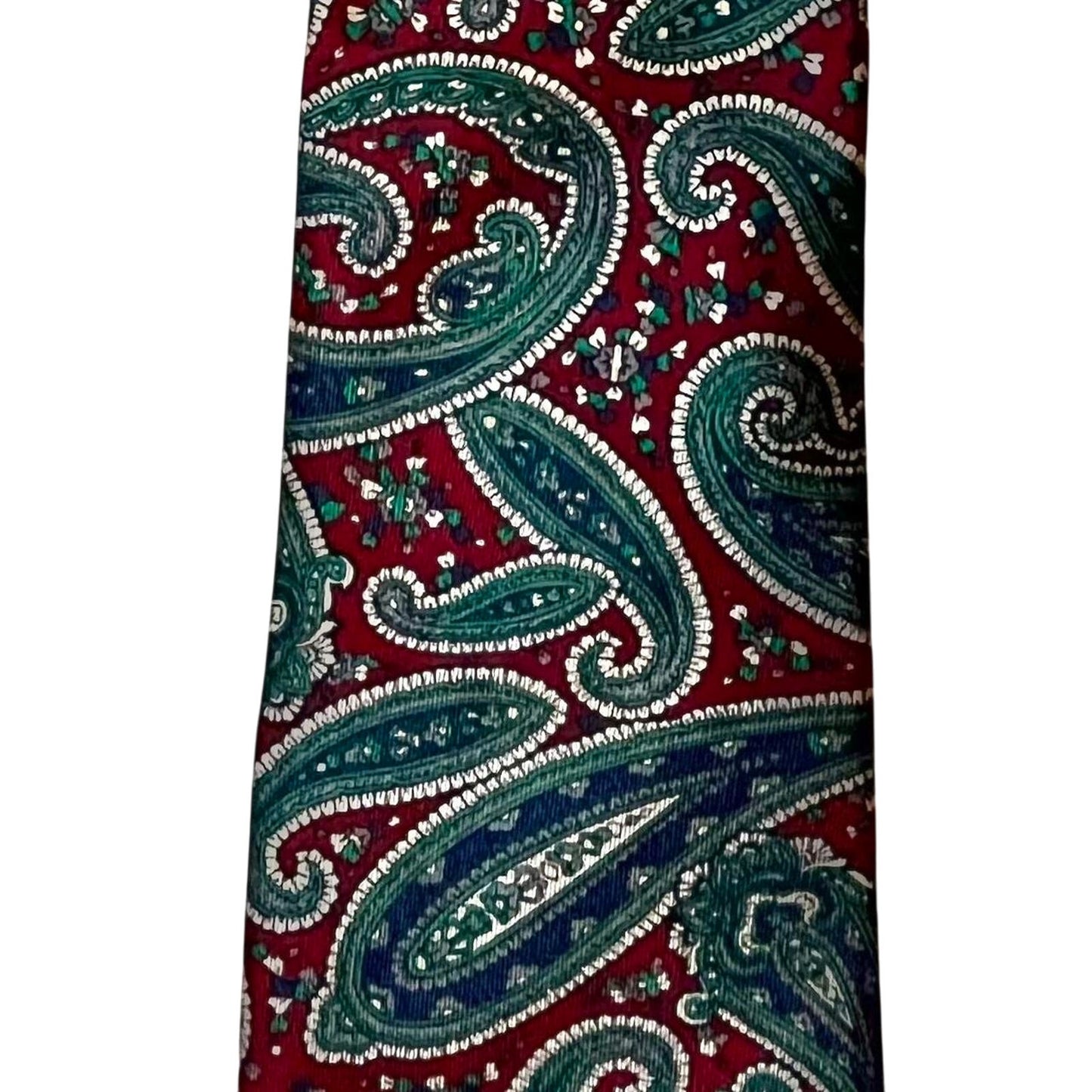 Oscar de la Renta Couture Paisley Tie Red Green Silk | Premium Designer Neckwear | 57” Length | 4” Width