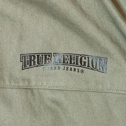 True Religion HS Twill Jacket in Kalamata Green – Men’s Size M – Graphic Back Utility Jacket (NWT)