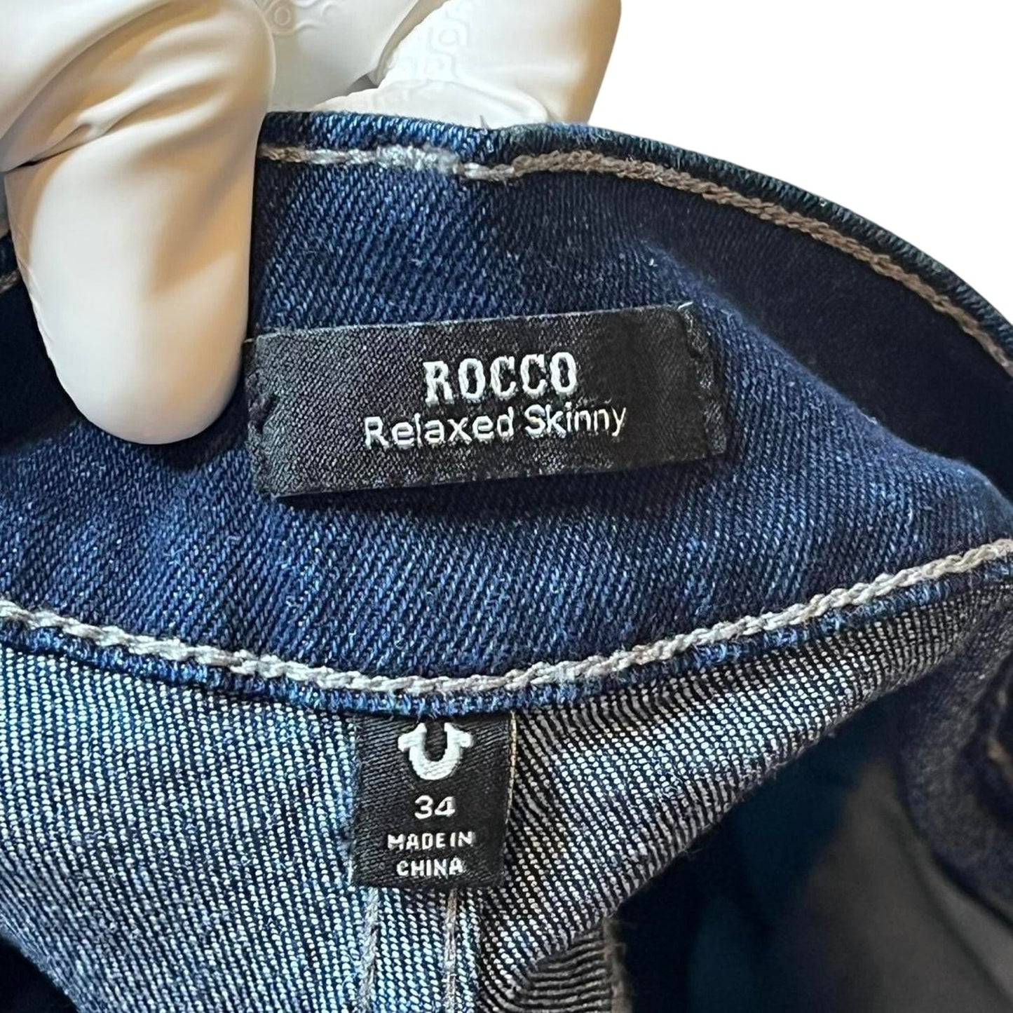 True Religion Rocco Relaxed Skinny Jeans – Dark Indigo Wash – Size 34 | Premium Stretch Denim