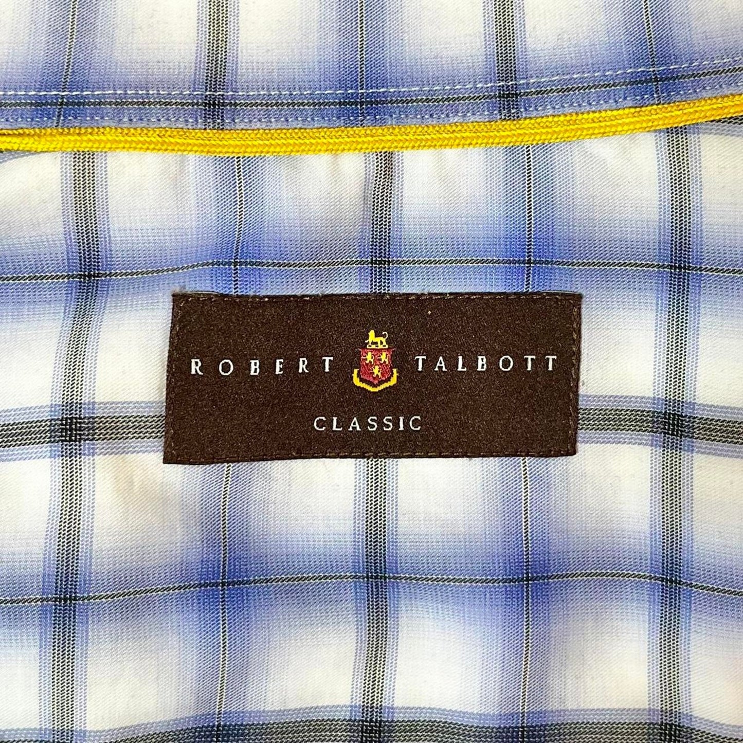 Robert Talbott Classic Fit 100% Cotton Plaid Button-Down Shirt Blue White | Size XL | Made in Portugal
