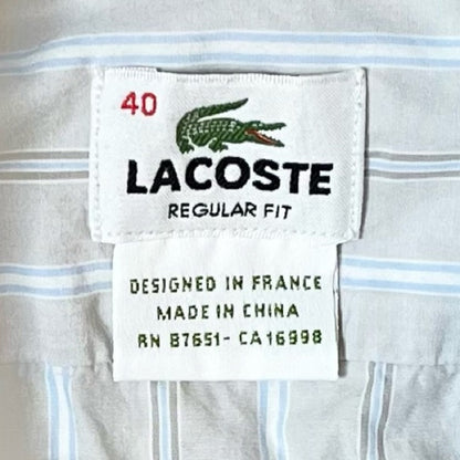 Lacoste Regular Fit 100% Cotton Striped Button-Down Shirt – Size 40 / Medium | Classic Menswear