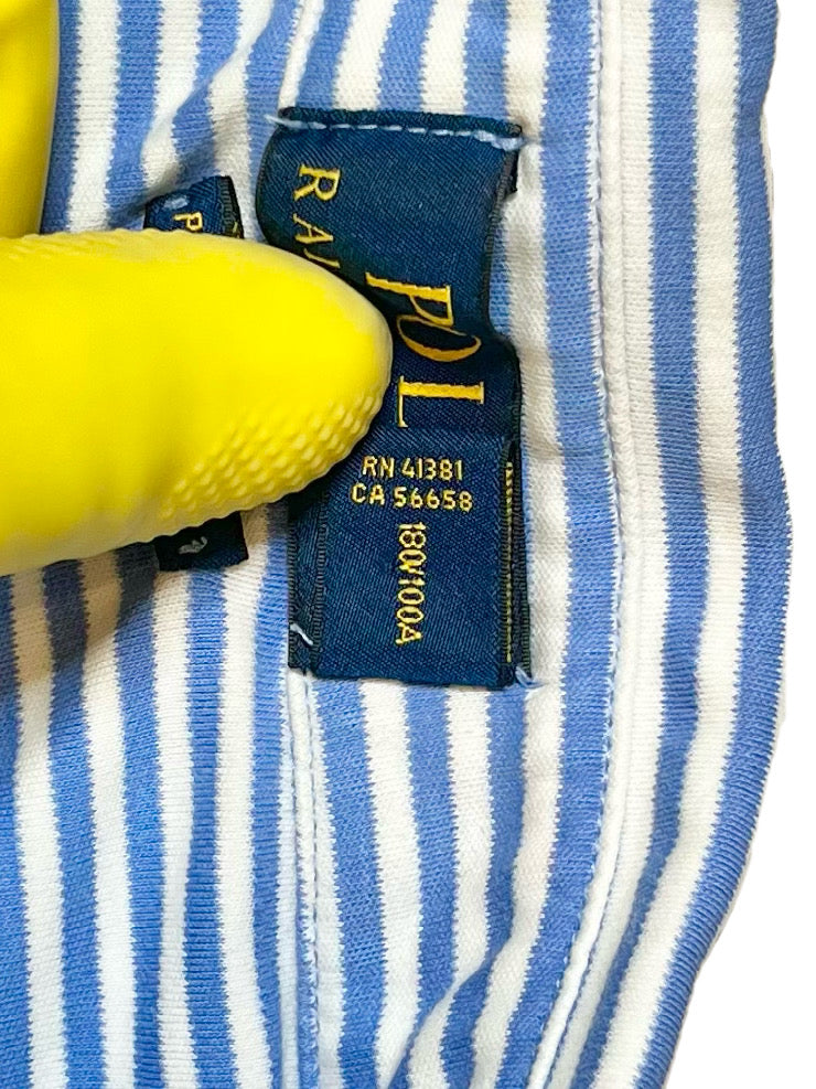 Polo Ralph Lauren Blue White Striped Polo Shirt Mens Large Pima Soft Touch Classic Fit