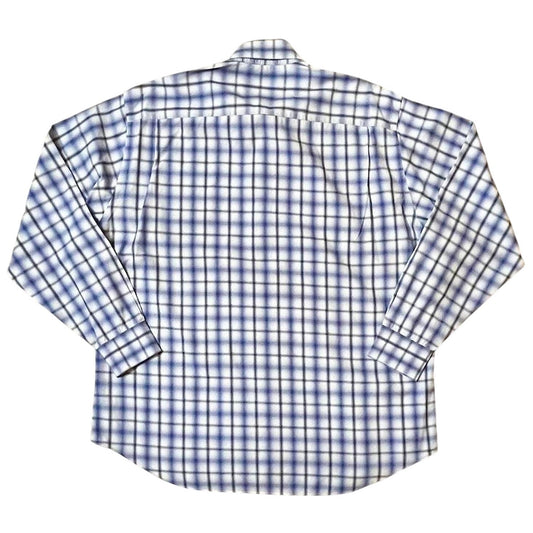 Robert Talbott Classic Fit 100% Cotton Plaid Button-Down Shirt Blue White | Size XL | Made in Portugal