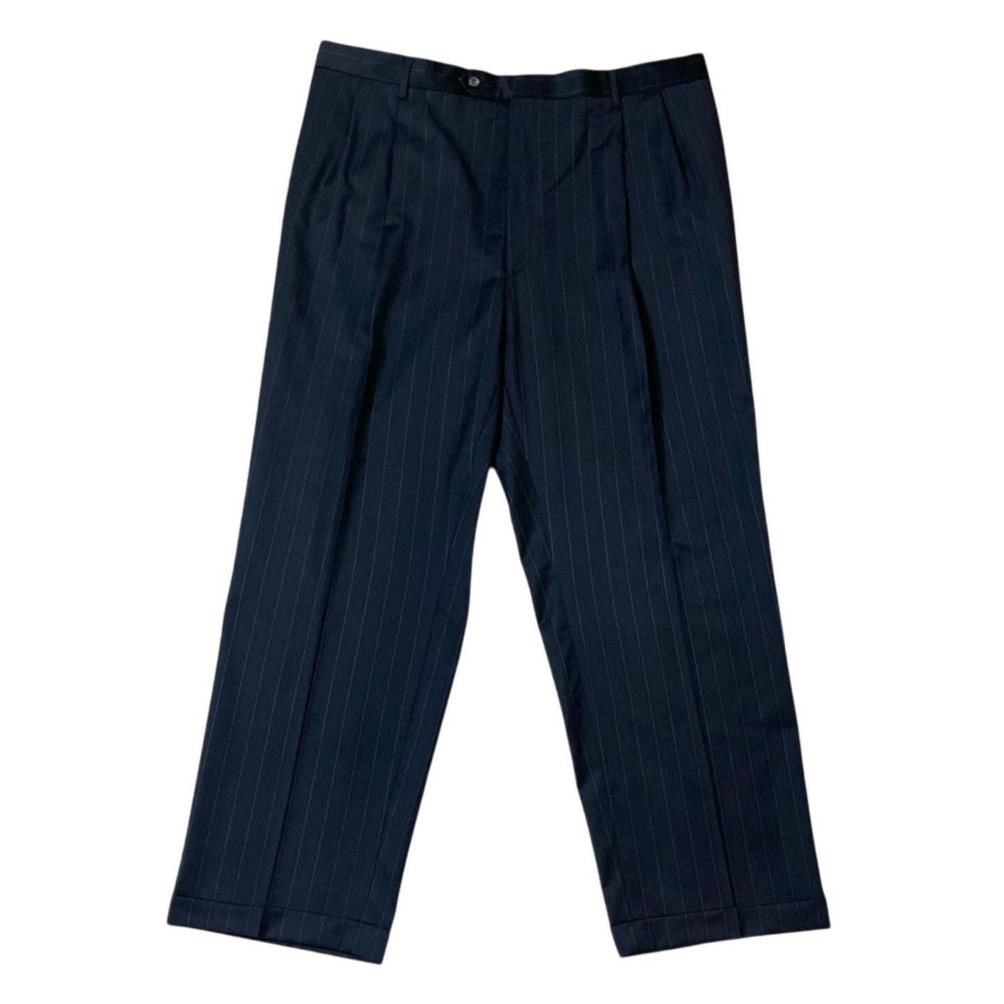 Jos. A. Bank Signature Collection 100% Wool Navy Pinstripe Suit – Size 46 Regular – Premium Tailored 2-Piece Menswear