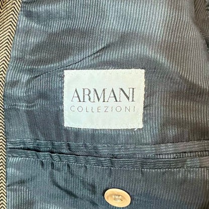 Armani Collezioni Herringbone Sport Coat – Brown Herringbone – Size 40R – Made in Portugal