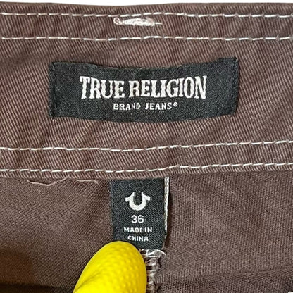 True Religion Brown Cargo Pants – Size 36 | Signature Big Stitch Utility Pants