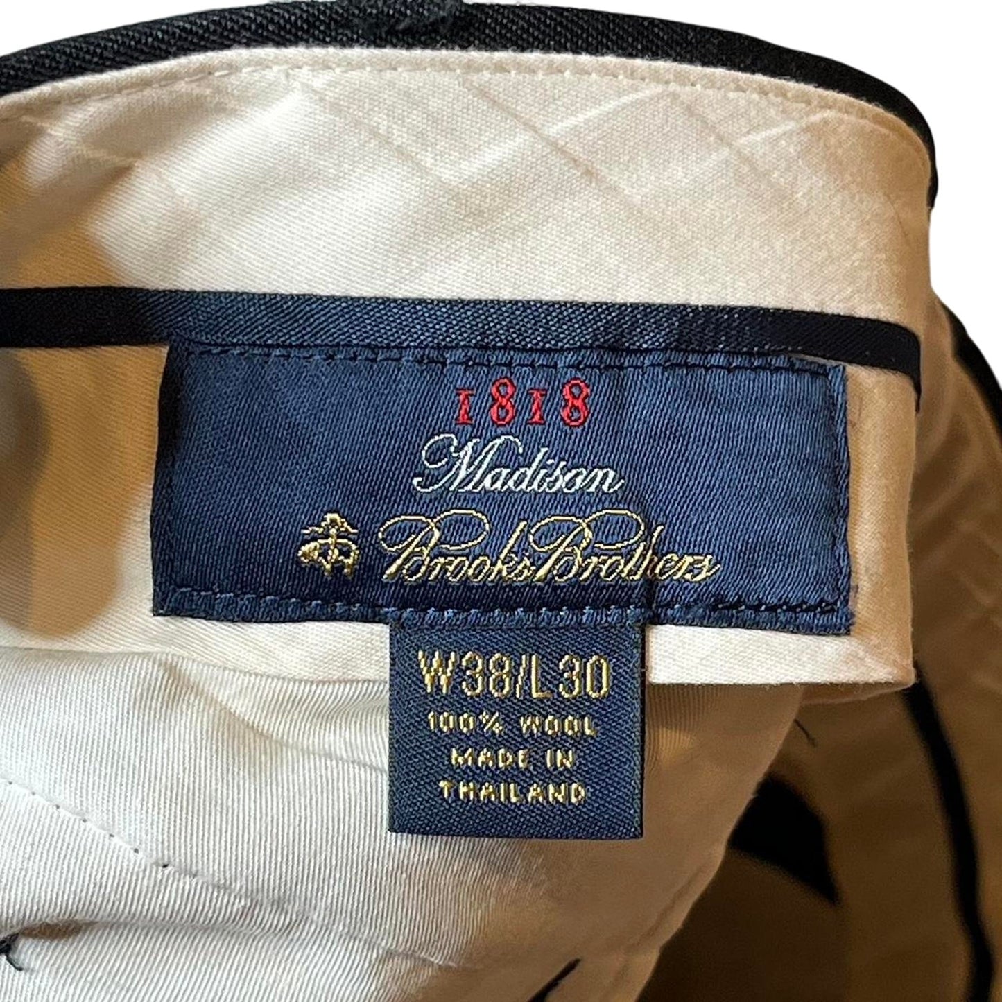 Brooks Brothers 1818 Madison 100% Wool Dress Pants – Black – Size W38 L30 – Premium Tailored Menswear