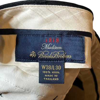 Brooks Brothers 1818 Madison 100% Wool Dress Pants – Black – Size W38 L30 – Premium Tailored Menswear