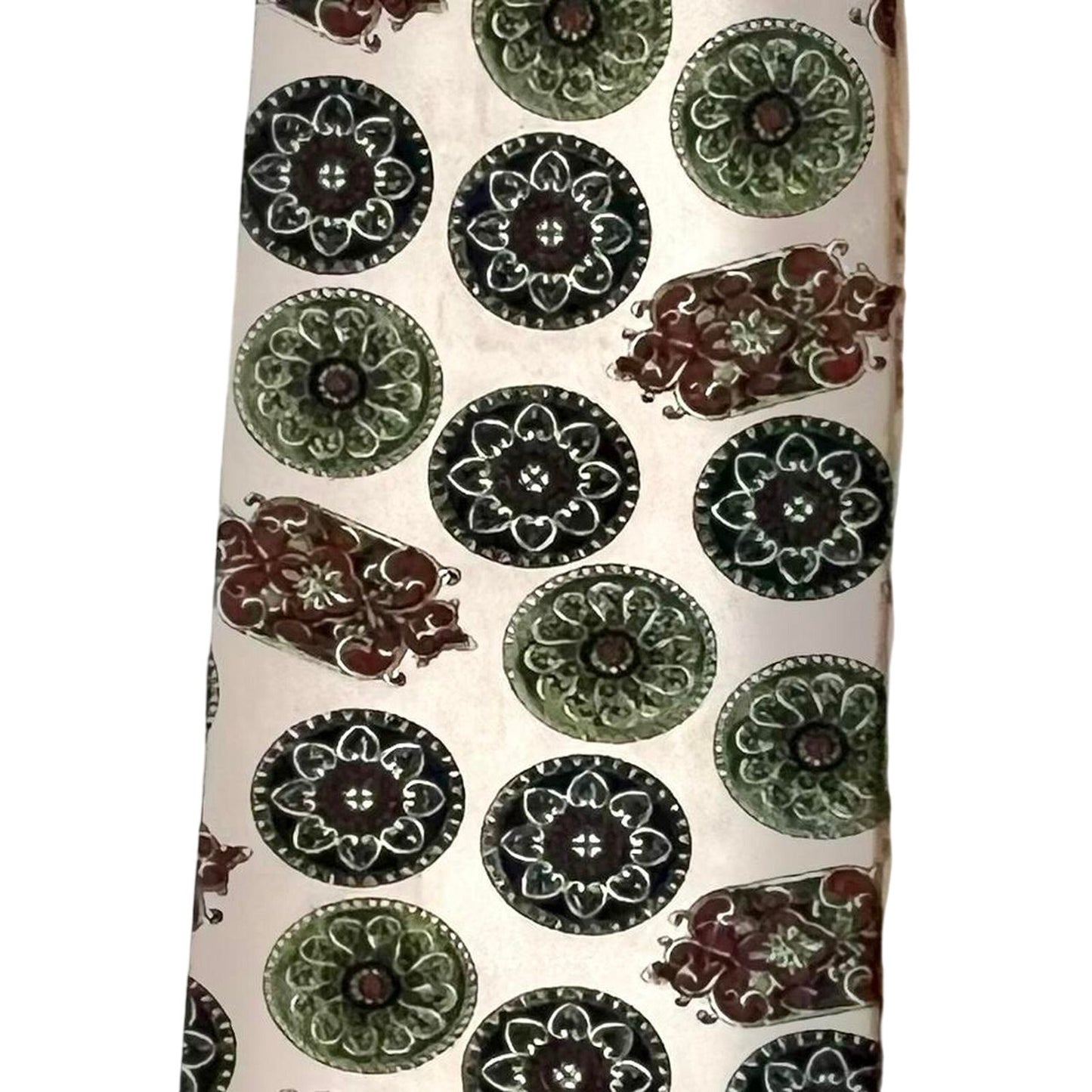 Oscar de la Renta Couture Silk Tie Beige Green Medallion Print | Luxury Designer Neckwear | Premium Men’s Accessory