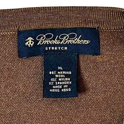 Brooks Brothers Merino Wool Stretch V-Neck Sweater – Brown – XL | Premium Classic Menswear