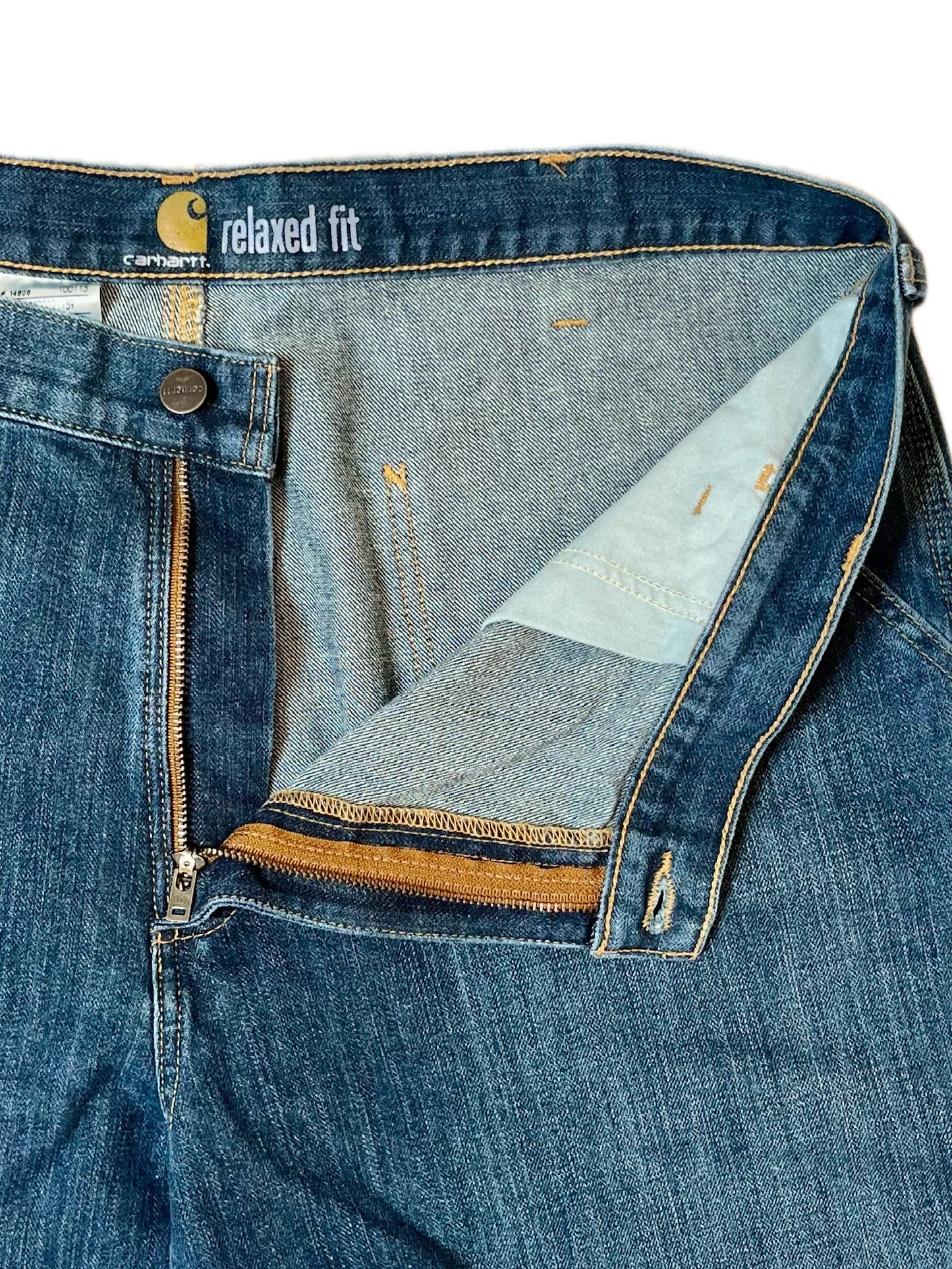 Carhartt Relaxed Fit Carpenter Jeans Mens Blue Denim Workwear Utility Pants 34x30