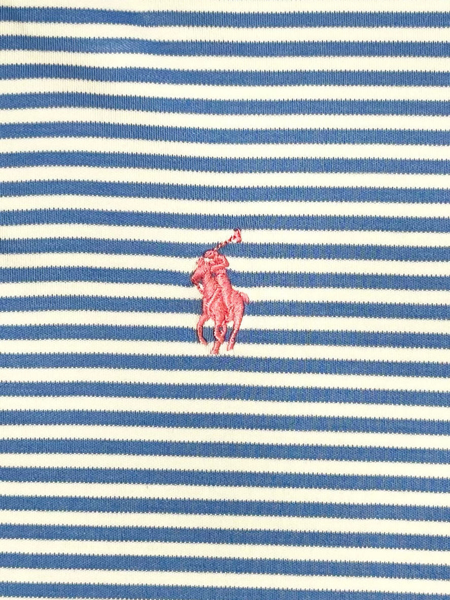 Polo Ralph Lauren Blue White Striped Polo Shirt Mens Large Pima Soft Touch Classic Fit