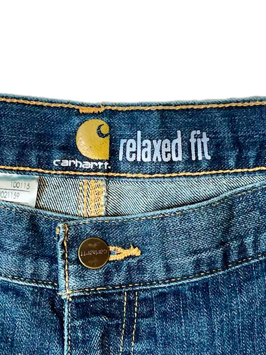 Carhartt Relaxed Fit Carpenter Jeans Mens Blue Denim Workwear Utility Pants 34x30