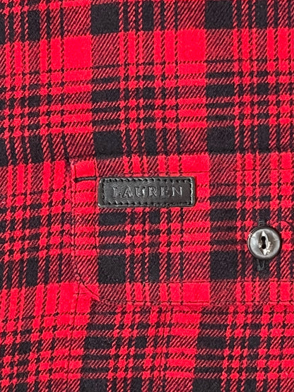 Lauren Ralph Lauren Red Black Plaid Button Down Shirt Mens Large 100% Cotton Classic Fit