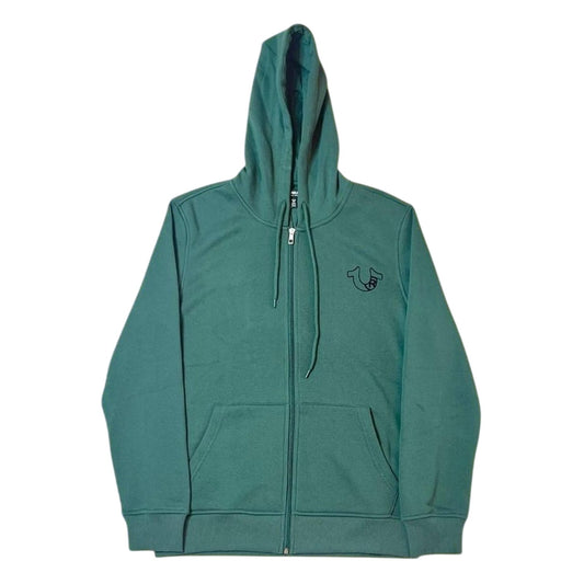 True Religion Multi Logo Flock Zip-Up Hoodie – Sycamore Green – Men’s Medium – NWT Premium Streetwear