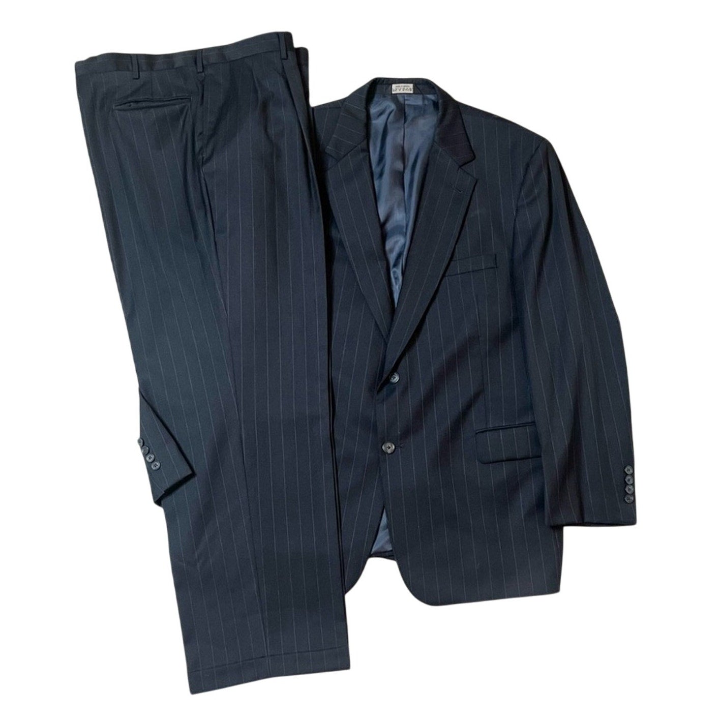 Jos. A. Bank Signature Collection 100% Wool Navy Pinstripe Suit – Size 46 Regular – Premium Tailored 2-Piece Menswear