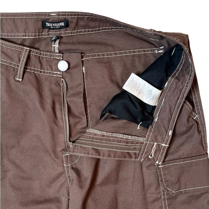 True Religion Brown Cargo Pants – Size 36 | Signature Big Stitch Utility Pants