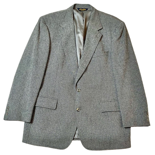 Brooks Brothers 100% Pure Wool Herringbone Blazer – Gray – Size 44R – Made in USA
