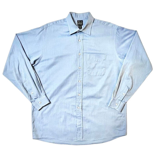 Jos. A. Bank Signature Collection Blue Herringbone Dress Shirt | Size 16.5 x 36 | 100% Cotton
