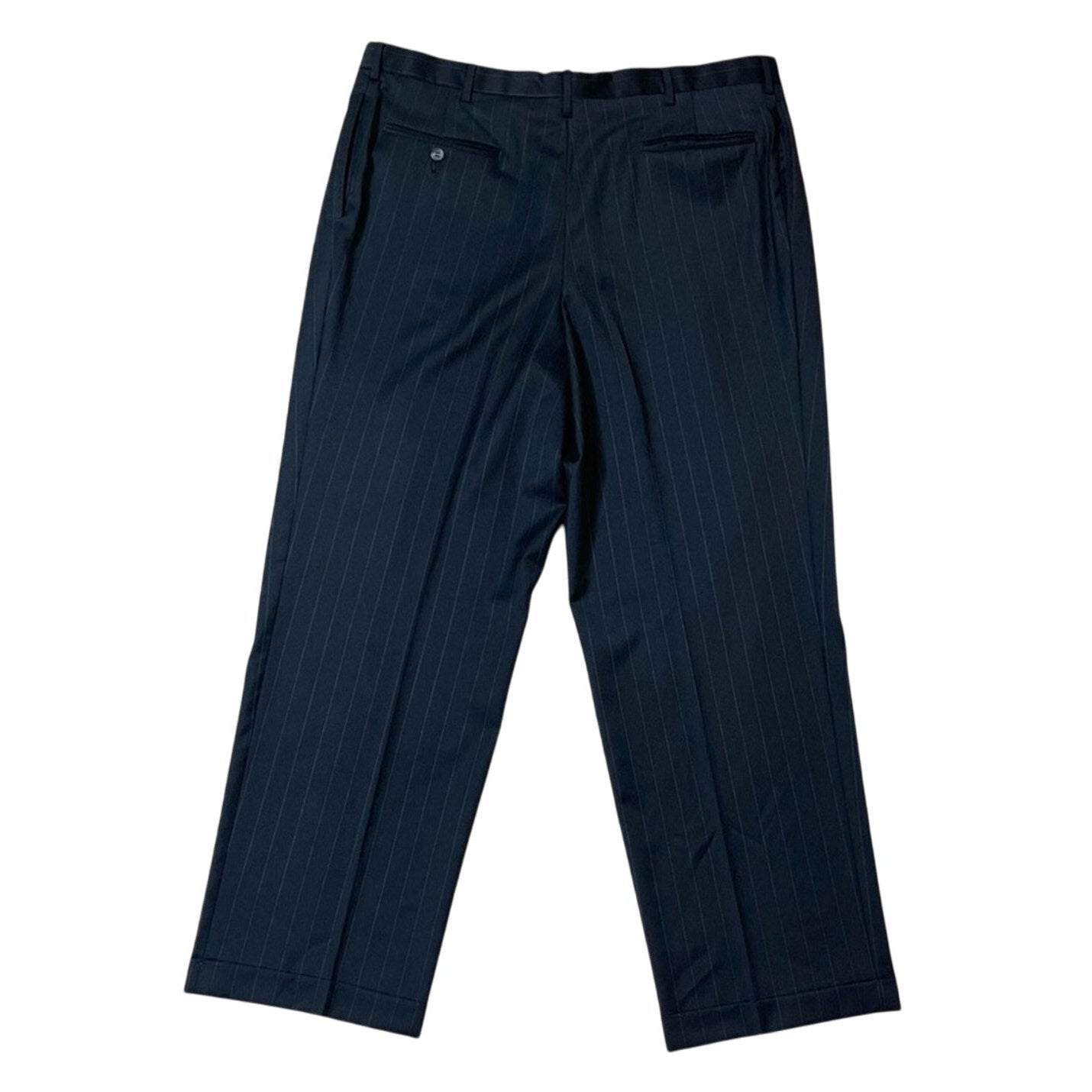 Jos. A. Bank Signature Collection 100% Wool Navy Pinstripe Suit – Size 46 Regular – Premium Tailored 2-Piece Menswear