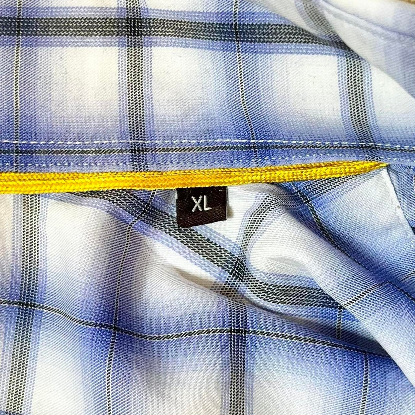 Robert Talbott Classic Fit 100% Cotton Plaid Button-Down Shirt Blue White | Size XL | Made in Portugal