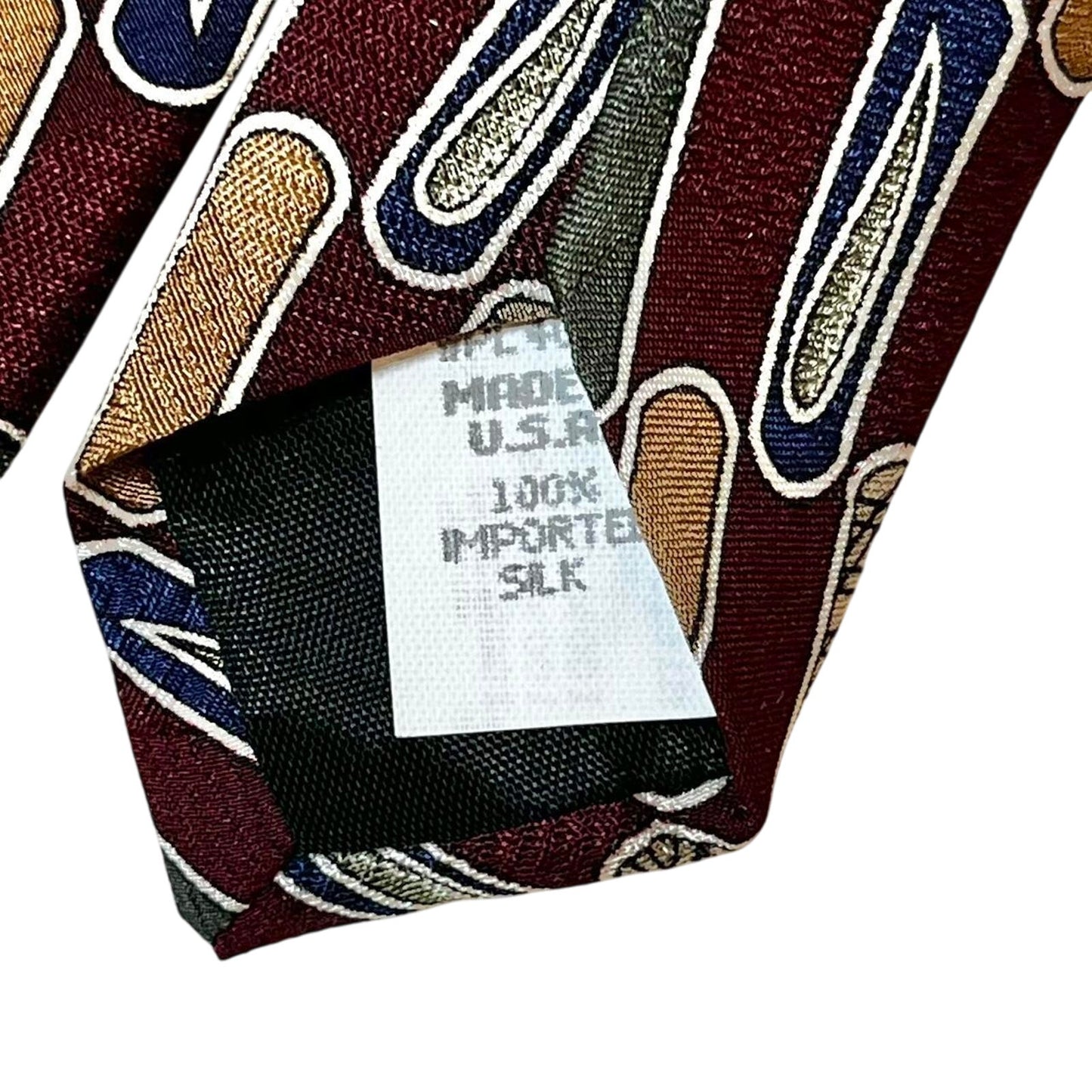 Oscar de la Renta 100% Silk Tie Burgundy Geometric Pattern | Made in USA | Premium Menswear