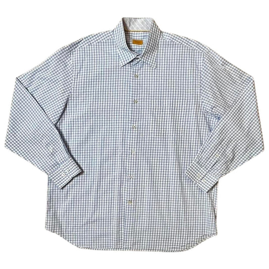 Robert Talbott Carmel Blue Gingham Check Dress Shirt – Men’s XL | Premium 100% Cotton | Classic Menswear